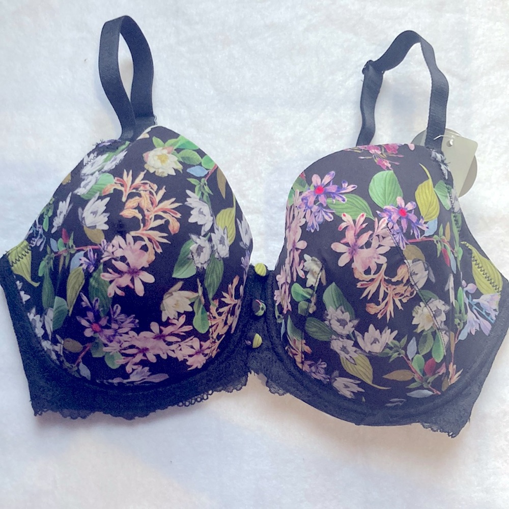 Parfait Ava Black Floral Padded Bra | 30FF